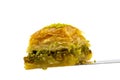 Pistachio baklava isolated on a white background Royalty Free Stock Photo