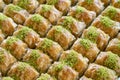 Pistachio baklava on tray. close up. Royalty Free Stock Photo