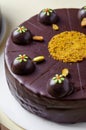 Pistachio Chocolate Cake, Whole Cake on Bright Background Royalty Free Stock Photo