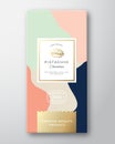 Pistachio Chocolate Label. Abstract Vector Packaging Design Layout with Soft Realistic Shadows. Modern Typography, Hand