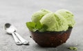 Pistachio homemade ice cream with mint leaves Royalty Free Stock Photo