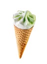 Pistachio ice cream close-up isolated on white background Royalty Free Stock Photo
