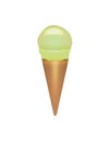 Pistachio ice cream cone isolated icon Royalty Free Stock Photo