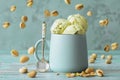 Pistachio ice cream in cup . Royalty Free Stock Photo