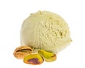 Pistachio ice cream scoop isolated on white background Royalty Free Stock Photo