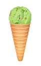 pistachio ice cream in a waffle Cup Royalty Free Stock Photo