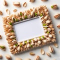 Pistachio-Inspired Extravagance: A Stunning Frame Adorned with Nature\'s Beauty on a white background