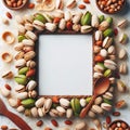 Pistachio-Inspired Extravagance: A Stunning Frame Adorned with Nature\'s Beauty on a white background