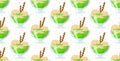 Pistachio nut Icecream glass jar seamless pattern