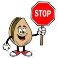 Pistachio Nut with a Stop Sign Royalty Free Stock Photo