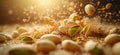 Pistachio nuts banner. Closeup falling pistachio nuts background Royalty Free Stock Photo