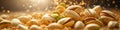 Pistachio nuts banner. Closeup falling pistachio nuts background Royalty Free Stock Photo