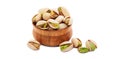 Pistachio nuts. Many pistachios isolated on white. Royalty Free Stock Photo