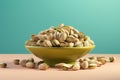 Pistachio nuts mockup. Generate Ai Royalty Free Stock Photo