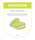 Pistachio Organic Nut Packaging Design Label, Tasty and Healthy Snack Card Vector Illustration