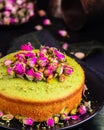 Pistachio and rose cake Royalty Free Stock Photo