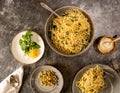 Pistachio Spaghetti Pasta with fresh lemon Zest