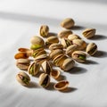 Pistachios and a few empty shells creating a casual yet visually Royalty Free Stock Photo