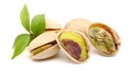 Pistachios isolated on white background, top view. Set or collection Royalty Free Stock Photo