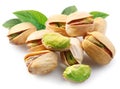 Pistachios with leaves on. Royalty Free Stock Photo