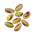 Pistachios nuts without shells isolated on white background, close up Royalty Free Stock Photo
