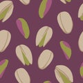 Pistachios seamless pattern vector in flat design.