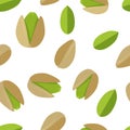 Pistachios Seamless Pattern Vector in Flat Design.