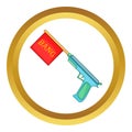 Pistol with bang flag icon Royalty Free Stock Photo