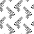 Pistol, firearm for protection. Vector in doodle and sketch style Royalty Free Stock Photo