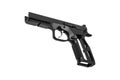 Pistol frame and trigger mechanism. Part of a short-barreled weapon. Isolate on a white back Royalty Free Stock Photo
