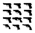 Pistol Gun Icon Vector Illustration isolated on white background. Risk in conflict situation. police and military weapon.