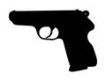 Pistol Gun Icon Vector silhouette Illustration isolated on white background. Risk in conflict situation. police and military. Royalty Free Stock Photo