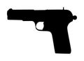 Pistol Gun Icon Vector silhouette Illustration isolated on white background. Risk in conflict situation. police and military weapo Royalty Free Stock Photo