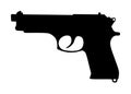 Pistol Gun Icon Vector silhouette Illustration isolated on white background. Risk in conflict situation. police and military weapo Royalty Free Stock Photo