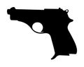 Pistol Gun Icon Vector silhouette Illustration isolated on white background. Risk in conflict situation. police and military weapo Royalty Free Stock Photo