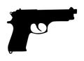 Pistol Gun Icon Vector silhouette Illustration isolated on white. Risk in conflict situation. police and military weapon. Royalty Free Stock Photo