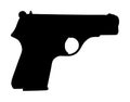 Pistol Gun Icon Vector silhouette Illustration isolated on white. Risk in conflict situation. police and military weapon. Royalty Free Stock Photo
