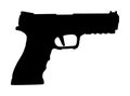 Pistol Gun Icon Vector silhouette Illustration isolated on white. Risk in conflict situation. police and military weapon. Royalty Free Stock Photo