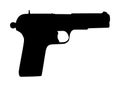 Pistol Gun Icon Vector silhouette Illustration isolated on white. Risk in conflict situation. police and military weapon. Royalty Free Stock Photo