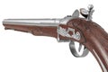 Pistol gun retro flintlock, close view