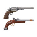 Pistol guns, firearm or steampunk magnum revolver Royalty Free Stock Photo