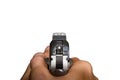 Pistol hand gun point to target Royalty Free Stock Photo