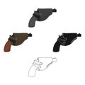 Pistol in the holster, firearms. Pistol detective single icon in cartoon,black style vector symbol stock illustration