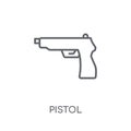 Pistol linear icon. Modern outline Pistol logo concept on white Royalty Free Stock Photo