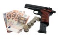 Pistol and money Royalty Free Stock Photo