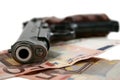 Pistol and money Royalty Free Stock Photo