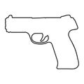 Pistol outline illustration. Handgun contour isolated on white. Vector illustration