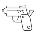 Pistol thin line icon. Gun vector illustration isolated on white. Weapon outline style design, designed for web and app