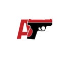 Pistol Weapon logo label emblem. A pair of crossed pistol guns, shooting gun logo