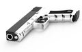 pistol on white background. 3D render Royalty Free Stock Photo